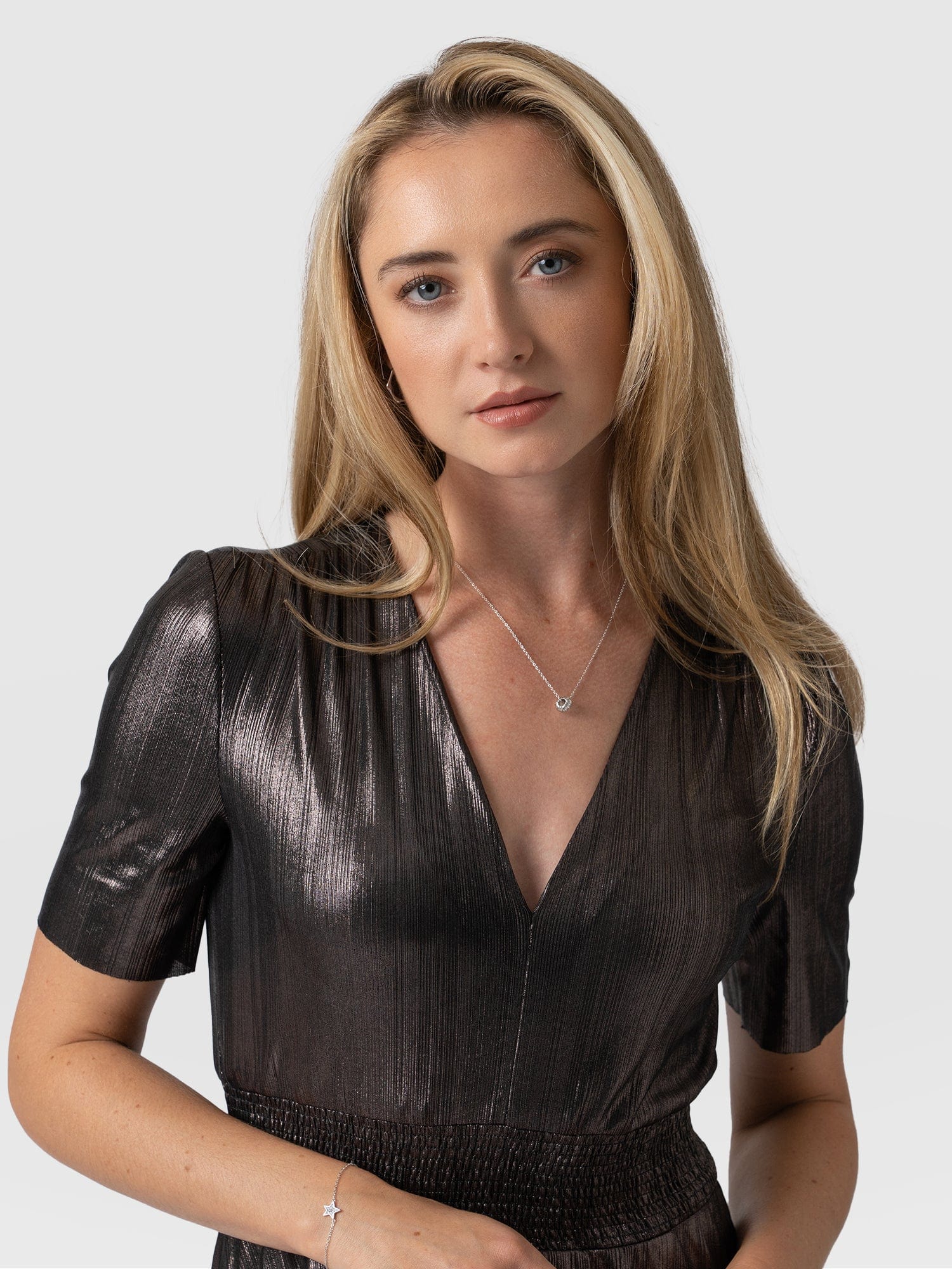 Whitney Tiered Dress Gunmetal - Women's Dresses | Saint + Sofia® USA